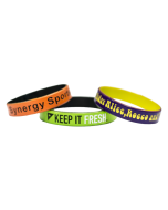 dual layer, skinny silicone wristbands, wristbands, 1/2 inch wristbands, printed wristbands, custom wristbands, dual layer wristbands