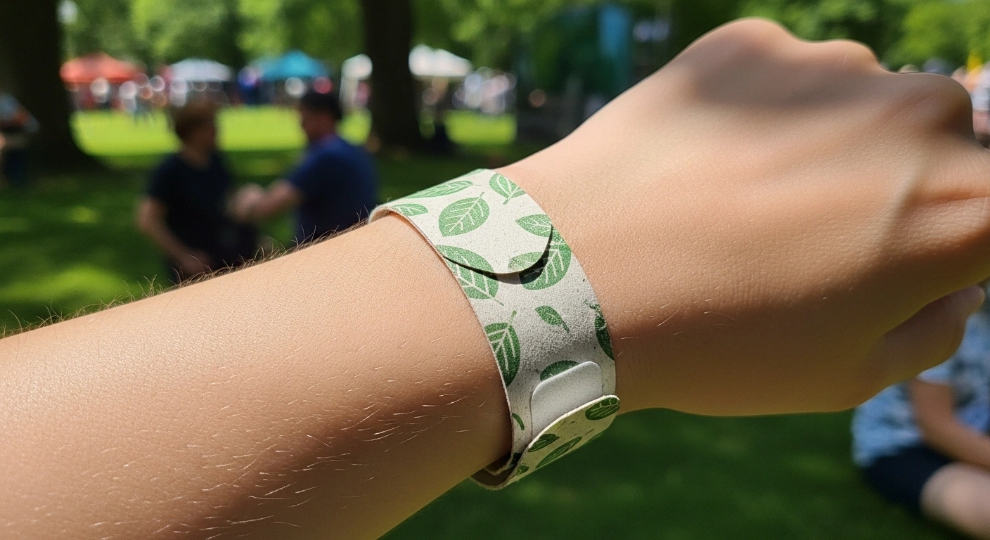 biodegradable wristbands made from natural fibers at eco friendly event