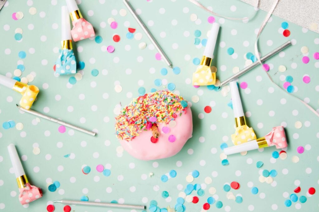 Birthday party decorations and celebration setup
