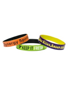 dual layer, skinny silicone wristbands, wristbands, 1/2 inch wristbands, printed wristbands, custom wristbands, dual layer wristbands