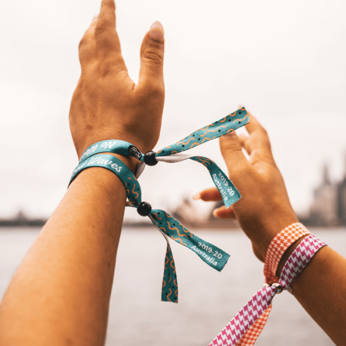 Custom Fabric Woven Wristbands Barrel Lock